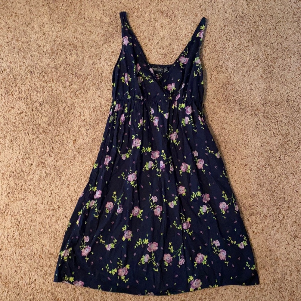 Faded Glory Navy Flower Print Sleeveless Dress
